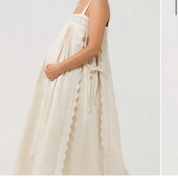 NWT Rhea Dress Cream Lace Trim Maxi - Picture 2 of 6